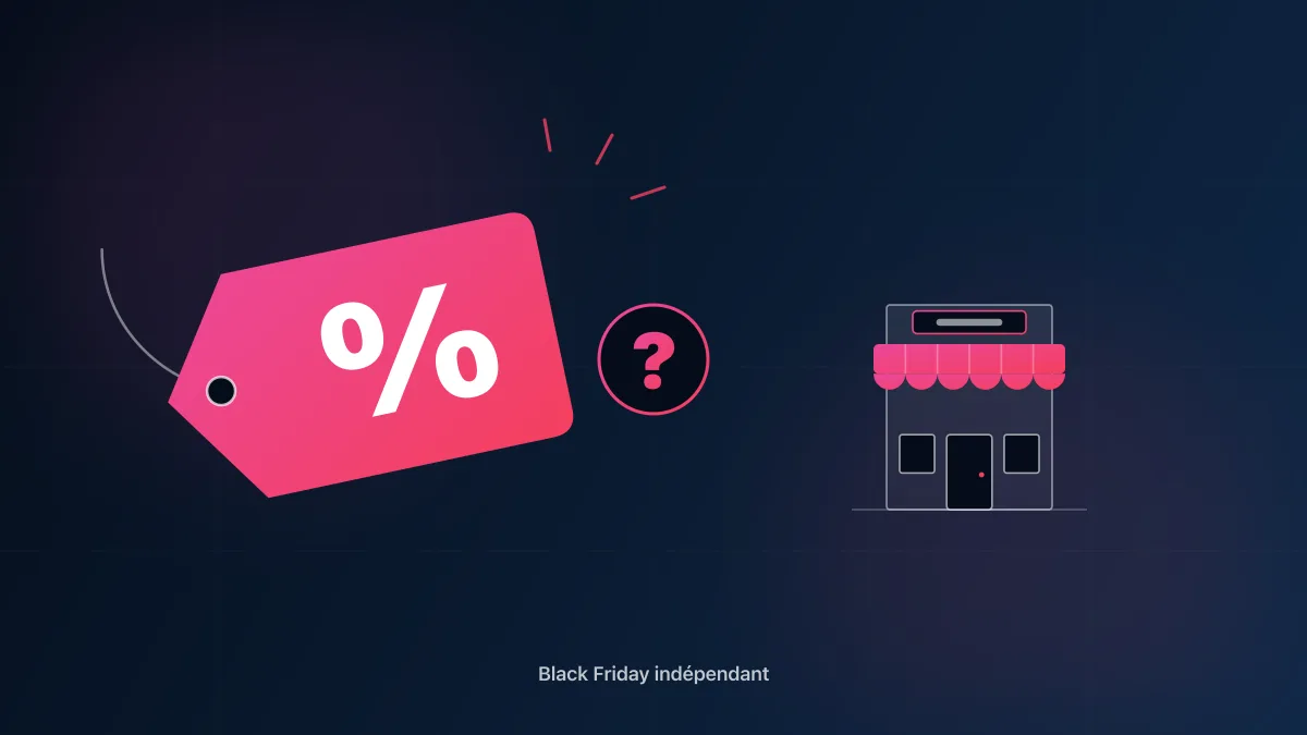 Vitrine d'un commerce indépendant en novembre : Black Friday ou opération alternative de commerce local