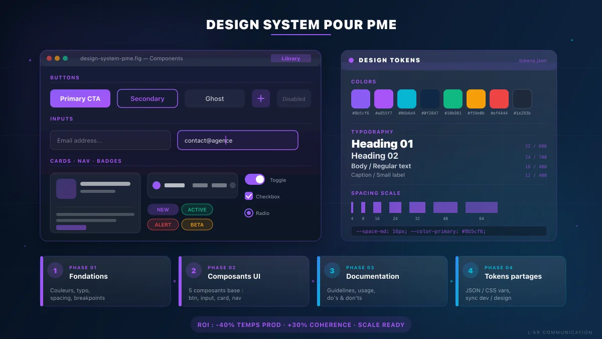 Design system pour PME en 2026 : tokens, composants et documentation