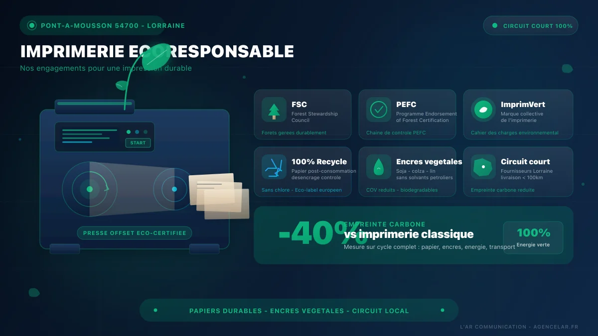 Imprimerie écoresponsable à Pont-à-Mousson : papiers recyclés, encres végétales et certification ImprimVert