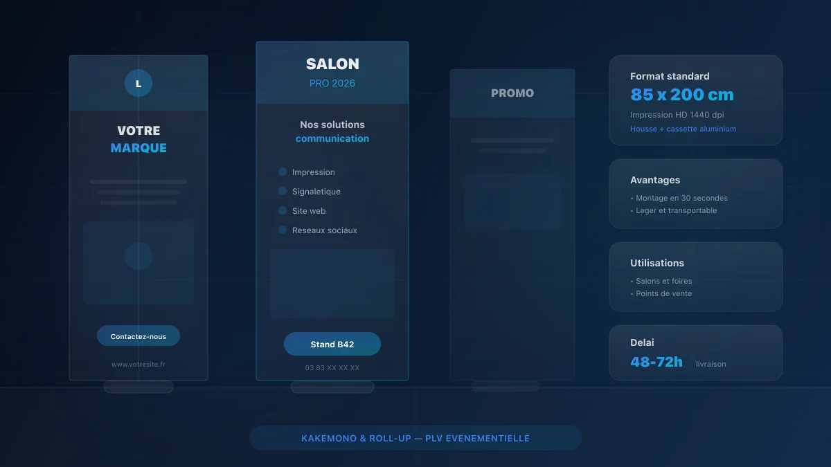 Kakémono et roll-up : guide des formats PLV