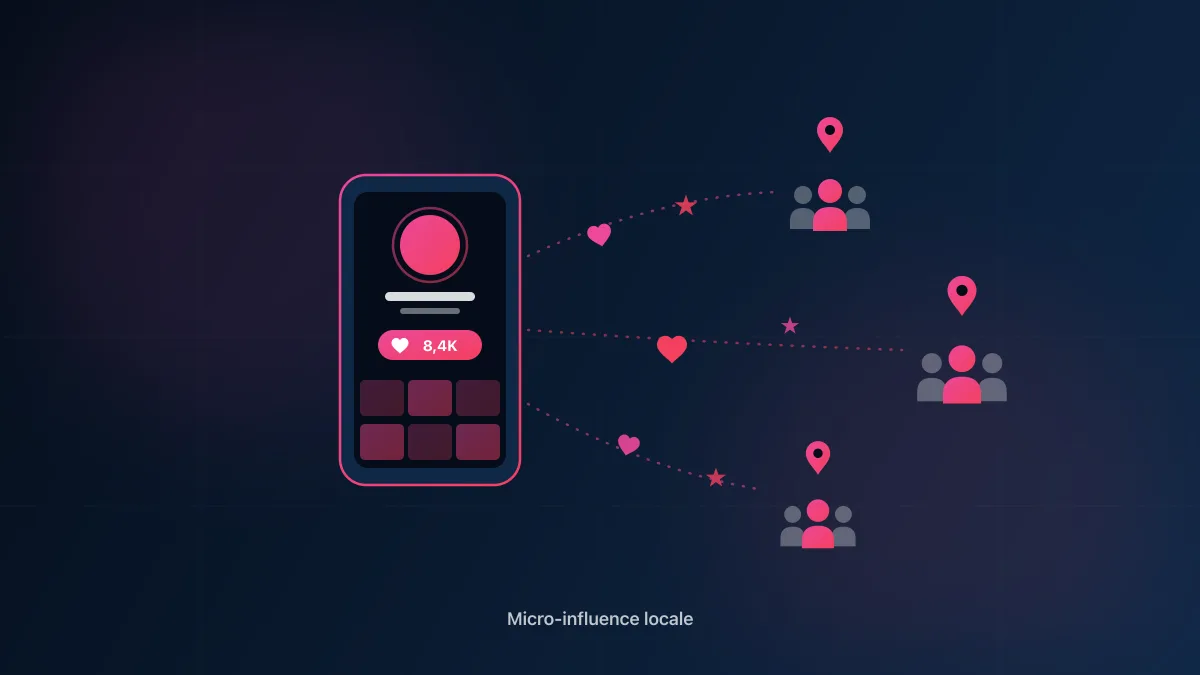 Micro-influenceuse locale filmant un contenu dans un commerce de sa région