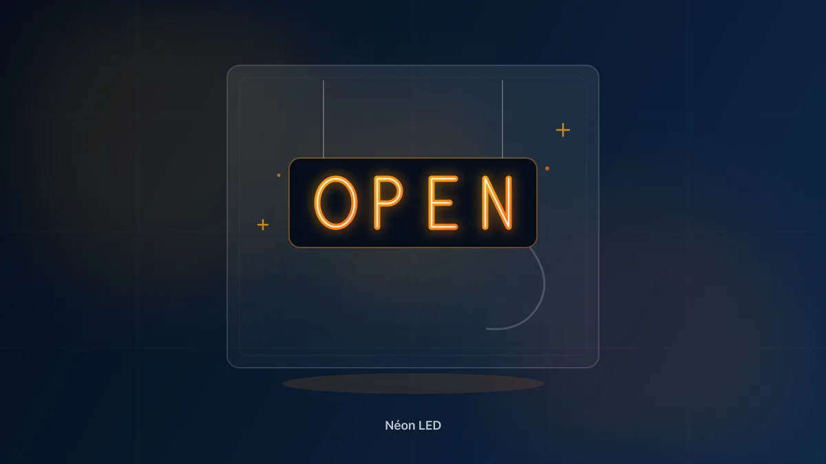 Néon LED personnalisé sur le mur d'un café-restaurant, spot photo pour les clients