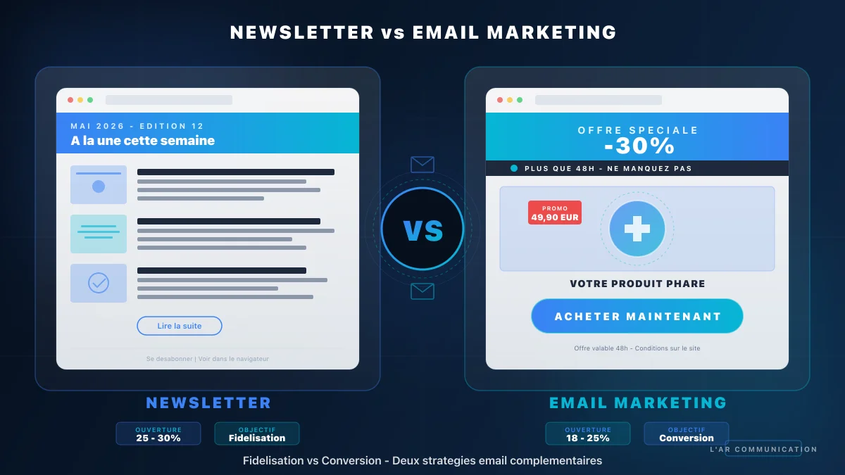 Newsletter vs email marketing : comparatif des deux leviers email pour PME