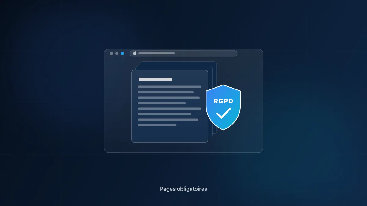 Pages obligatoires d'un site professionnel : mentions légales, politique de confidentialité, cookies et CGV