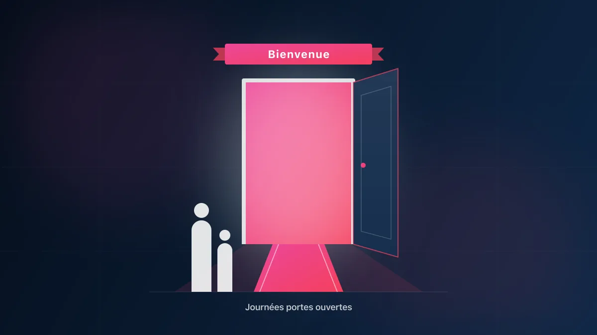 Journée portes ouvertes d'entreprise : accueil des visiteurs, oriflammes et signalétique à l'entrée