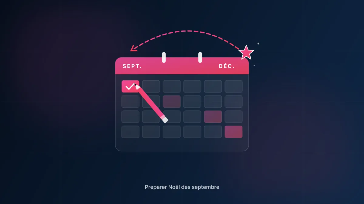 Rétroplanning de Noël pour un commerce : calendrier J-100 → J-0 des supports et campagnes