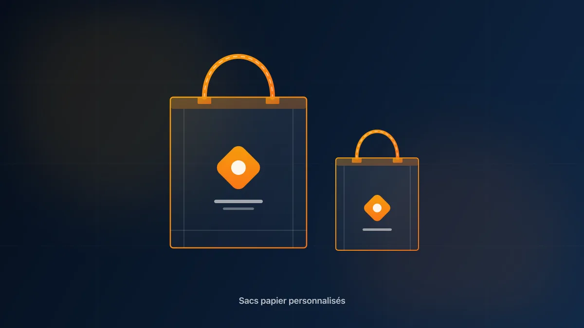 Sacs papier kraft personnalisés au logo d'un commerce, poignées torsadées et cordelettes