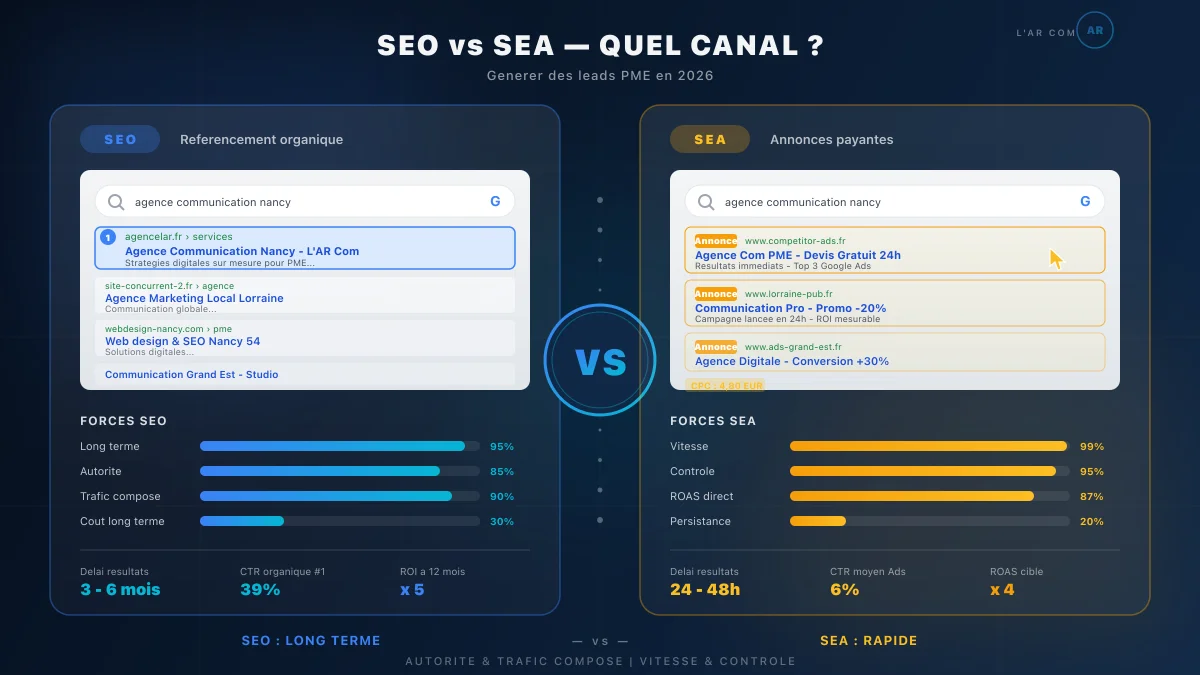 SEO vs SEA : quel canal pour générer des leads PME en 2026