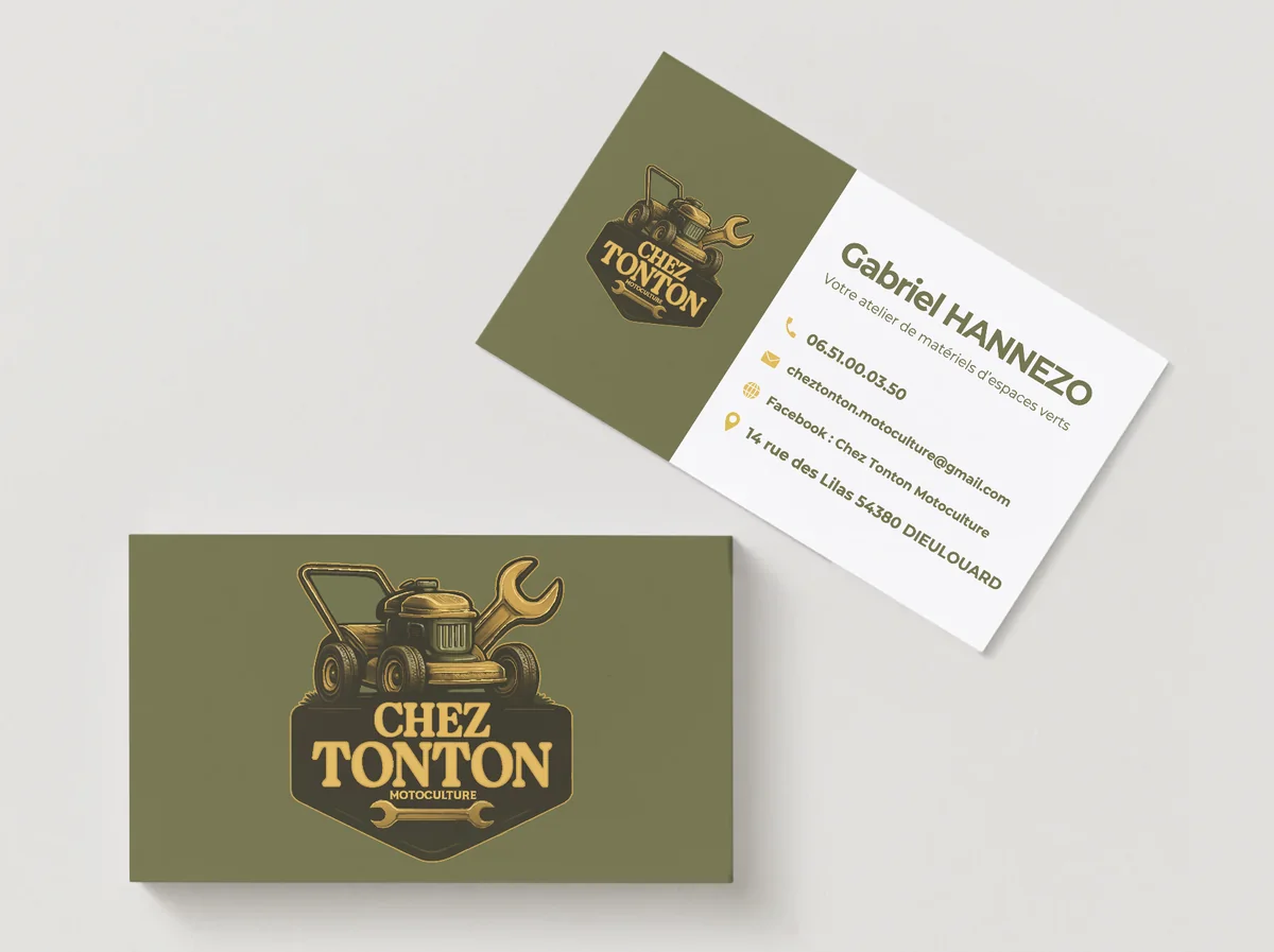Cartes de visite Chez Tonton Motoculture Dieulouard - logo vectorisé par L'AR Communication
